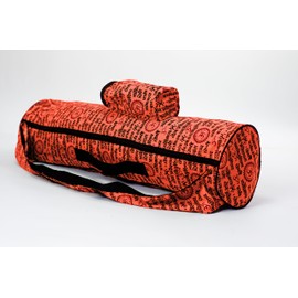 Om Yoga Mat Bag-pure cotton with lining-mobile waterbottle pocket-functional bag with inside zipper pocket