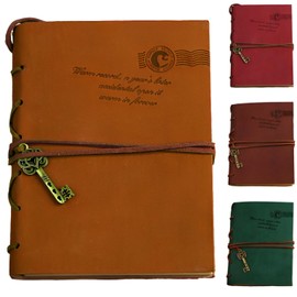 fogman Diary Journal with Key Stylish Cute Antique Retro Leather Notepad (Orange)