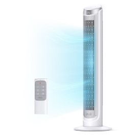 Dreo Tower Fans for Bedroom, 90°Oscillating Fans for indoors,5 Speeds 4 Modes Max 26ft/s, 12H Timer, LED Display with Touch, Remote, 40" Quiet Bladeless Standing Floor Fan for Home Office, White