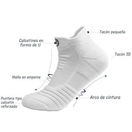 6 Pares Calcetines Hombre y Mujer, Calcetines Deportivos con Parte Inferior de Toalla Gruesa, Calcetines Acolchados, Tines Cortos Casual Bajos, Calcetas Tobilleros para Correr, Basquetbol, Futbol, Gym