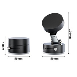 Multifunctional Vacuum Suction Phone Holder- Folding, Extendable, Double- Sided Magnetic for Car/Gym/Smooth Surface Kitchen Stand Cellphone Smartphone Mount (Black)
