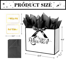 ysmile Retirement Gift Bag with Tissue Paper for Men Women Party Office Farewell Going Away 12.6"