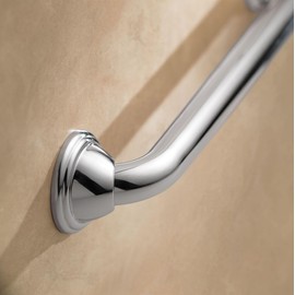 Moen LR8716D2CH Bathroom Safety 16-Inch Stainless Steel Bathroom Grab Bar, Chrome