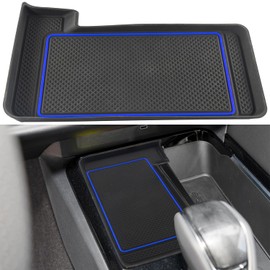 CIMOF Center Console Liner for Toyota Camry Accessories 2025, Charging Anti-Slip Mat, Silicone Protective Pad, Non-Slip Dust Interior, Custom Rubber Decoration Insert (Blue Trims)