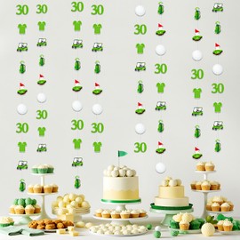 Golf 30th Birthday Party Decorations, 8 Piece Golf Themed Hanging Streamers Banner Sports Theme Wall Decor Paper Garland Banner for Men Him Sports Theme Thirty Thirtee 30 Years Old Birthday Party