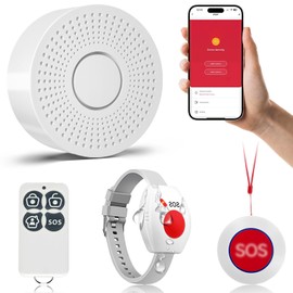 DFDAGDA-WiFi Botón de Inalámbrico Emergencia Adultos Mayores con 2 Botón+1 Receptor,Sistema de Alerta de panico de Vida para Anciano,Paciente,Personal en el Hogar,Alcance 164ft/50M,Volumen Alto 115dB