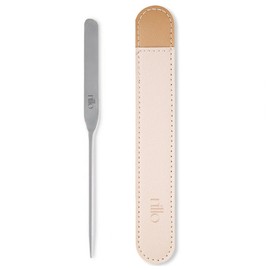 Nilo 304 stainless steel makeup foundation mixing spatula + leather case, silver, 1 set / 닐로 304스테인리스 메이크업 파운데이션 믹싱 스파츌라 + 가죽케이스, 실버, 1세트