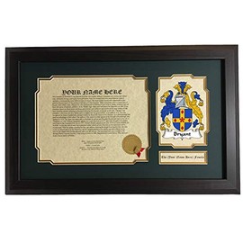 Bryant - Coat of Arms and Last Name History, 14x22 Inches Matted and Framed