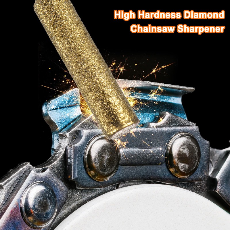 M METERXITY 8-Pack 3/16 Inch Titanium Plated Diamond Chainsaw Sharpener,
