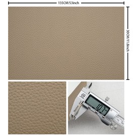 Dark Khaki Litchi Texture PU Fabric Leather 11.8x53.14 Inch（30x135 cm） 1.13mm Thick Faux Synthetic Leather Material for Upholstery Crafts, DIY Sewings, Sofa, Handbag, Earrings, Hair Bows Decorations