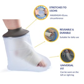 StrideOn Toe, Foot and Ankle Waterproof Cast and Bandage Protector Designed to Protect Dressings and Injuries While Showering or Bathing