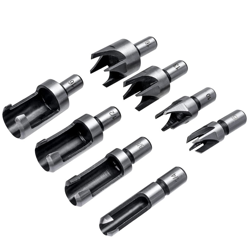Bestgle Tenon Drill Bit Set 8 Pieces Wood Plug Cutter