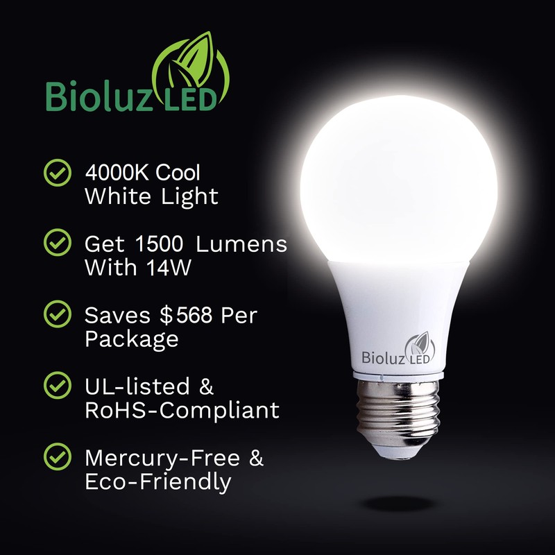 Bioluz LED 100W LED Bulbs, Dimmable LED Light Bulbs, Natural