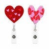 2 Pack Heart Badge Reel Retractable ID Holder, Cute Glitter
