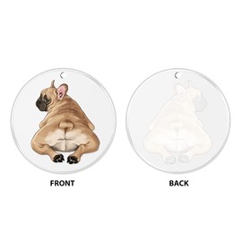 WIRESTER Hanging Ornaments for Christmas Tree Holidays, Party, Car, Home, Office Decoration, Large 3 inch Acrylic Ready to Hang Ornament - French Bulldog Butt Looking Back
