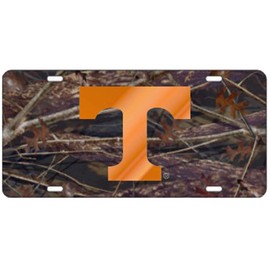 Tennessee Volunteers Camo w/Orange "T" Laser Cut License Plate