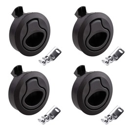 YUSOVE Boat 2" Slam Latch Black Plastic,Marine Deck Hatch Door Flush Pull Latch,for RV Boat Round Slam Latch,Cabinet Hardware,Pack of 4