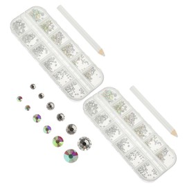 Healeved 12-Piece Round Glass Nail Decorations for Nail Art for DIY Crafts and Makeup for Enthusiasts and Art Projects