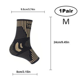 ARITAUM Copper Ankle Brace for Women & Men, Compression Ankle Support for Sprain & Strain, Achilles Tendonitis, Plantar Fasciitis & Recovery, Ankle Sleeve for Basketball, Football, Daily Use - Colour: M-1pair