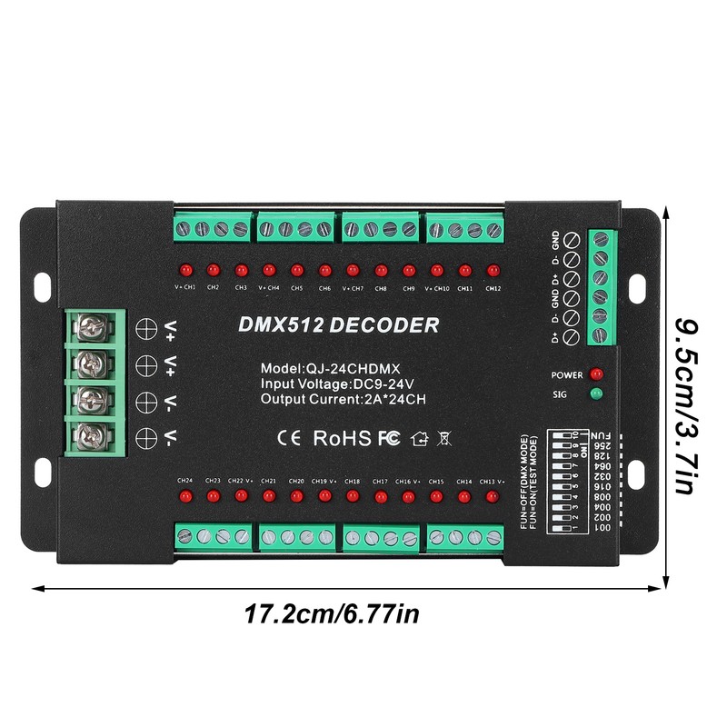 24 Channel DMX512 Decoding Controller LED Color RGB Strip Lights