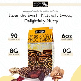 Darious Snack Co Vegan Moroccan Spice Date Swirls for Coffee & Tea Treat, Delicious Breakfast Cookies, Slightly Sweet And Savory, All Natural Ingredients, Holiday Food Gifts, 6 oz Bag