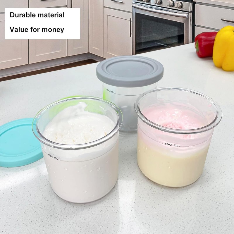 Taicols Containers Replacement for Ninja Creami Pints and Lids, 4