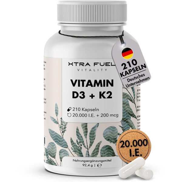 Vitamin D3 K2 Capsules 20000 IU + Vitamin K2 MK7