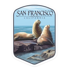 Die Cut Sticker San Francisco, California, Sea Lions, Contour Vinyl Sticker 1 to 3 inches (Waterproof Decal for Cars, Water Bottles, Laptops, Coolers), Small