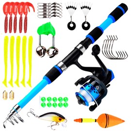 Fishing Set for Children, Children's Fishing Rod Set, Children's Fishing Starter Set, 1.8 m Telescopic Fishing Rod with Fishing Reel and Bait Set, Fishing Accessories for Children, Fishing Set for