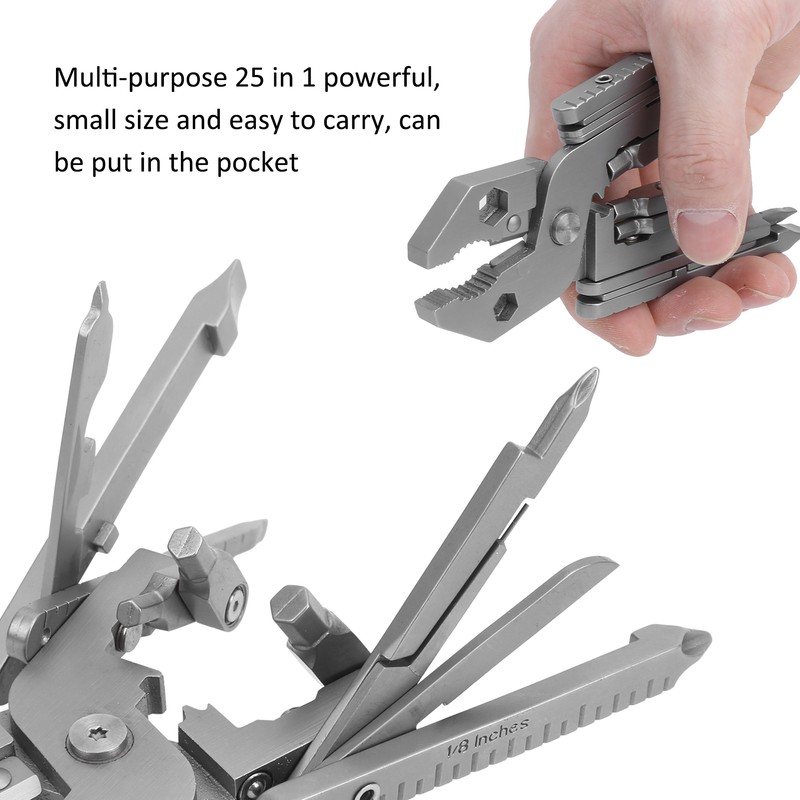 Outdoor 25in1 MultiFunctional Pliers Kit Stainless Steel Multitool with Knife