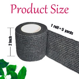 Kuanfine 3 Pack 2 Inches Self Adhesive Bandage Wrap Vet Wrap for Pets, Stretch Self Adherent Tape Cohesive Wrap for Athletic, Sports, Wrist and Ankle(Black)