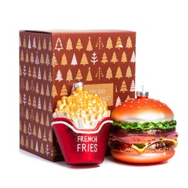 Every Day is Christmas Glass Blown Ornaments Cute Hand Made Figurines Tree Decoration, Burger Fries