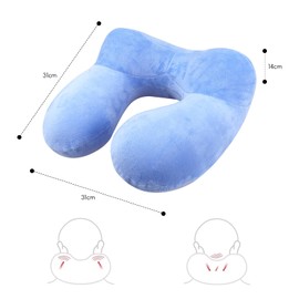 Lunyloer Inflatable Neck Pillow, Travel Neck Pillow, Travel Pillow, Aeroplane Inflatable Compact Neck Pillow with Earplugs for Travel, Plane, Car, Office (Light Blue)