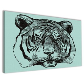 Hippowarehouse Tiger drawing Printed Canvas 21cmx31cm Wall Art Design Classroom Gym Room Home Office Décor
