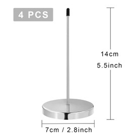 TSHAOUN Pack of 4 Note Sticks, Receipt Holder, Rustproof Stainless Steel Receipt Holder with Spikes and Metal Base, Memo Holder, Spike Bills for Kitchen, Hotel, Restaurant, Cafe, Office (Silver)