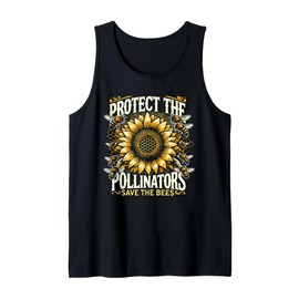 Protect Pollinators Sunflower Bee Butterfly Insect Lover Tank Top