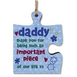 Daddy Gift Thank You Important Piece of my Life Jigsaw Puzzle Shaped Decorative Hanging Plaque Sign Father's Day Present
