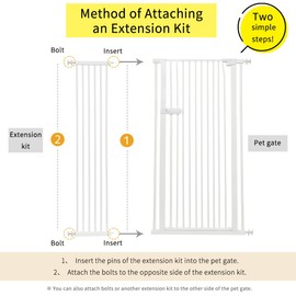 Lumizone Extra Tall Cat Gate Extension Kit 55.12" High Pressure Mounted 2025 New 12.60" Extra Wide 1.37" Gap No Drilling Tall Pet Gate for Dogs (White, 55.12" H x 12.60" W, Extension)