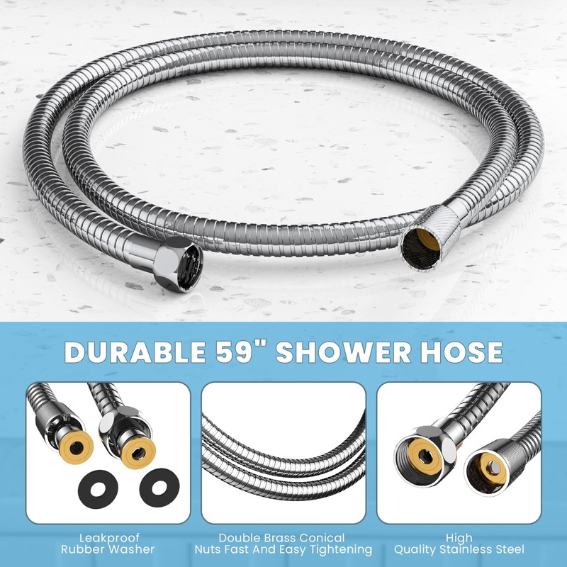High Pressure Shower Heads, 7.2Inch 2 in 1 Rainfall Shower