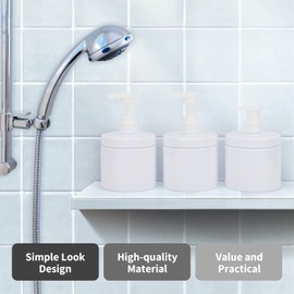 Segbeauty Shampoo Dispenser, Pack of 3 500 ml Shampoo Bottles for Filling, Soap Dispenser White with Waterproof Label, Plastic Pump, as Home Accessories and Decoration for Bathrooms, Laundry Rooms,