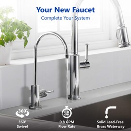 Express Water Modern Chrome Water Filter Faucet – Drinking Water Faucet – Reverse Osmosis Filtration System and Kitchen Sink Beverage Faucet – Simple 3-Piece Easy Install Faucet