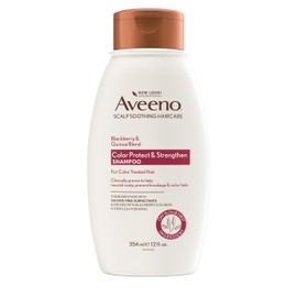 OGX Aveeno Blackberry Quinoa Protein Blend Sulfate-Free Shampoo for Color-Treated Hair Protection, Daily Strengthening & Moisturizing Shampoo, Paraben & Dye-Free, 12 Fl Oz (Packaging may vary)
