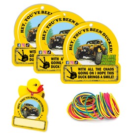 Forola You've Been Ducked Tags, Duck Duck Tag, Light Blue Duck Duck Tags, Ducking Game Card, 35 Ducked Tags 35 Rubber Bands 2.52 x 2.44 Card Size, with Round Hole and Rubber Bands (Yellow)