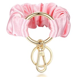 SAM & LORI Wristlet Keychain Bracelet Women Stretchy Removable Key Chain Keyring, Pink-gold, 38