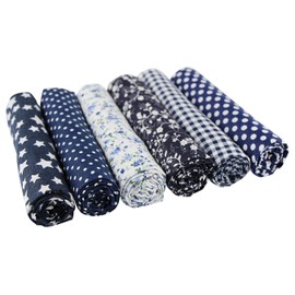 UOOOM 6pcs 50 x 50cm Patchwork Cotton Fabric DIY Handmade Sewing Quilting Fabric Different Designs (Tone-Navyblue)
