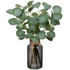 Briful Artificial Eucalyptus Stems in Black Glass Vase with Faux