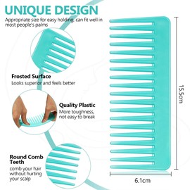 Peigne de Cheveux Démêlant Large Peigne à Dents Larges pour Cheveux Bouclés, Peigne Démêlant sans Poignée Peigne de Coiffure de Shampoo (Cyan, Purple)