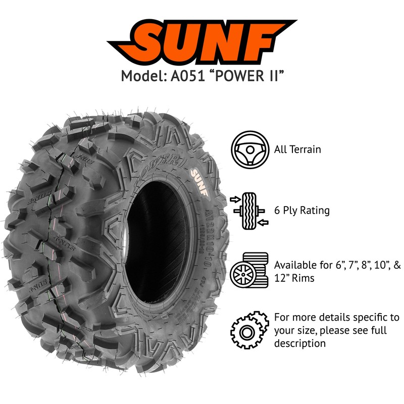 SunF 25x10-12 25x10x12 All Terrain Tire ATV UTV 6 PR
