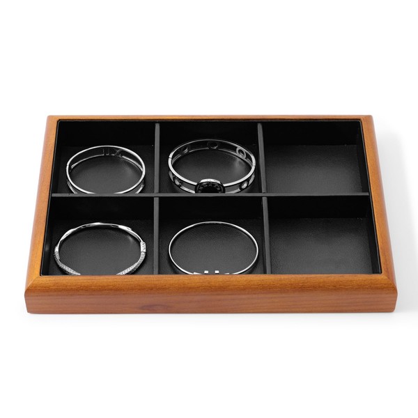 Oirlv Solid Wood 6 Grid Jewelry Organizer Tray Jewelry Drawer