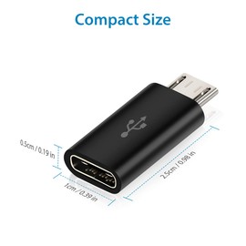 USB C Adapter, BabyElf Type C Female to Micro USB Male Convert Connector Support Charge & Data Sync Compatible with Galaxy S7/S7 Edge, Nexus 5/6 and Micro USB Devices (Pack of 2, Black)